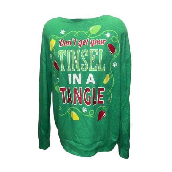 Dont Get Your Tinsel In A Tangle Green Christmas Sweatshirt Sz 20 Wide (2XL) Wom - Picture 1 of 9